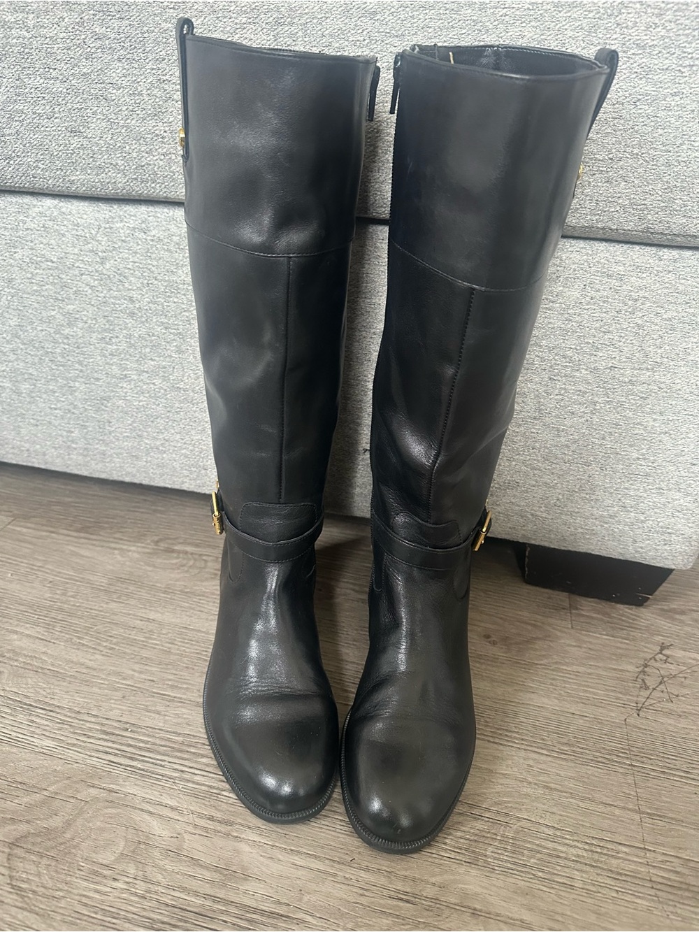 Lauren Ralph Lauren Burgon Black Leather Riding Boots - Size 7